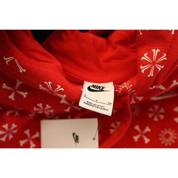 Nike FJ1635-657 Men's Sz S Red/White Sportswear Club Monogram Pullover Hoodie - Picture 3 of 10